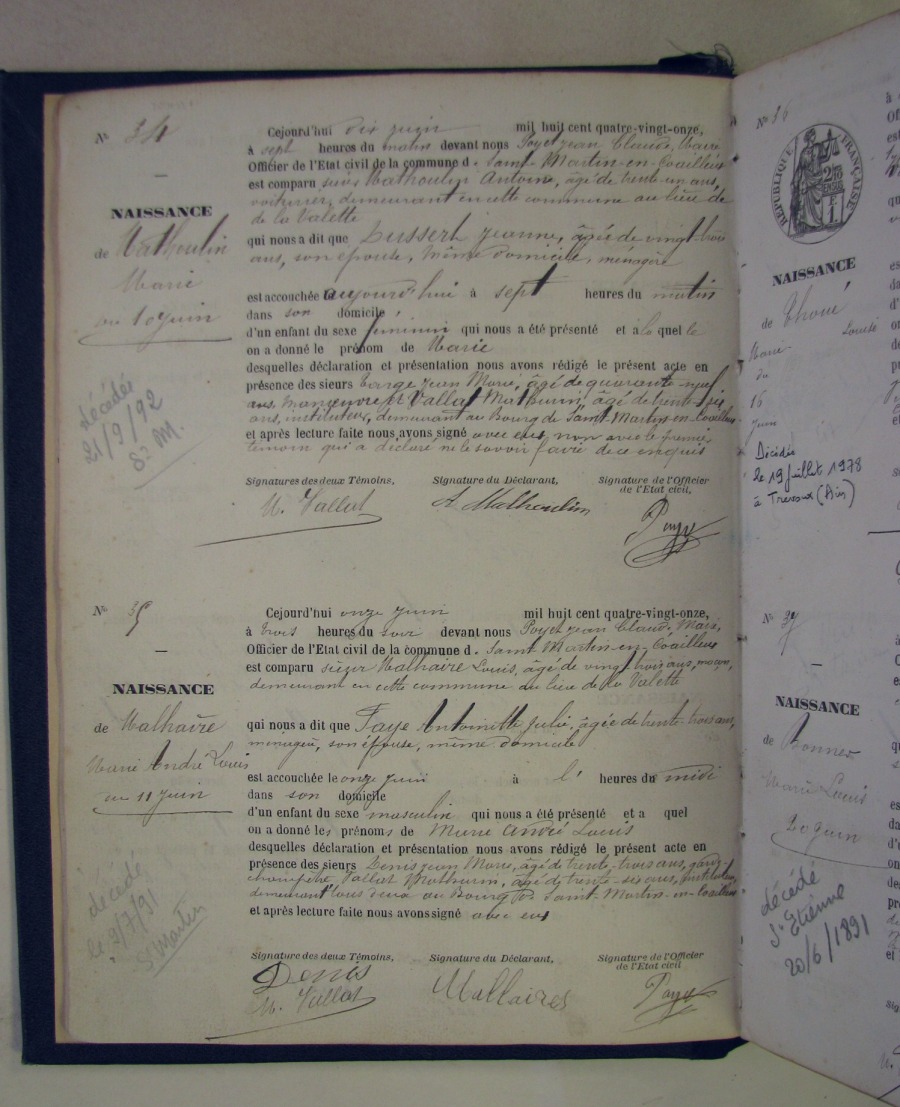 Page du registre